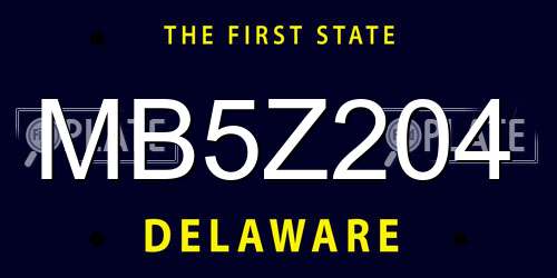 MB5Z204 Delaware License Plate