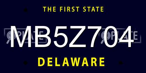 MB5Z704 Delaware License Plate