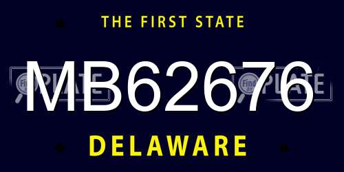 MB62676 Delaware License Plate