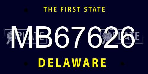 MB67626 Delaware License Plate
