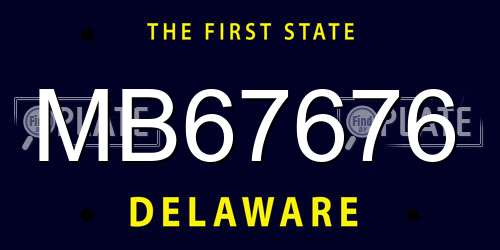 MB67676 Delaware License Plate