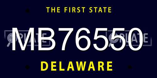 MB76550 Delaware License Plate