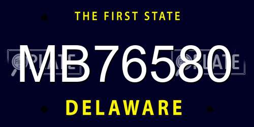 MB76580 Delaware License Plate