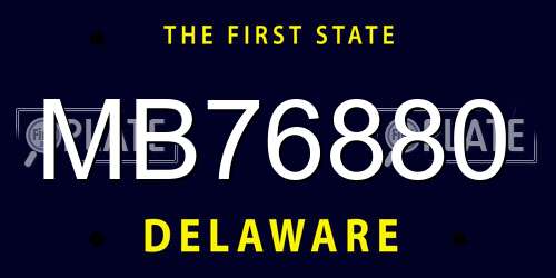 MB76880 Delaware License Plate