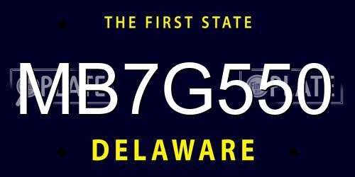 MB7G550 Delaware License Plate
