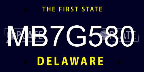 MB7G580 Delaware License Plate