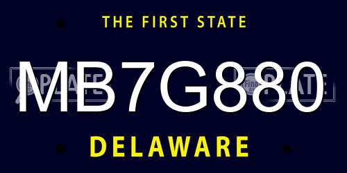 MB7G880 Delaware License Plate