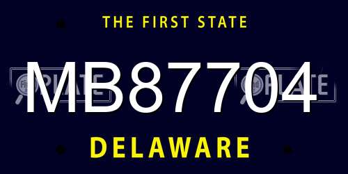 MB87704 Delaware License Plate