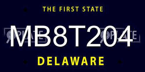 MB8T204 Delaware License Plate
