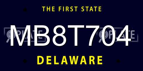 MB8T704 Delaware License Plate