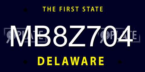 MB8Z704 Delaware License Plate