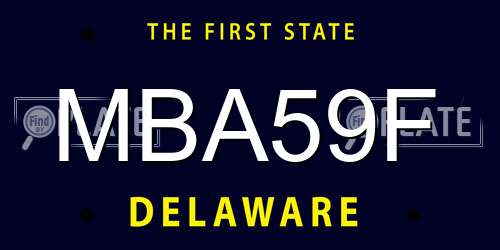 MBA59F Delaware License Plate