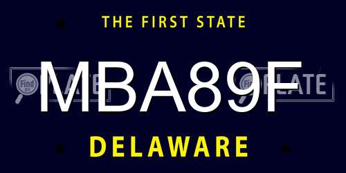 MBA89F Delaware License Plate