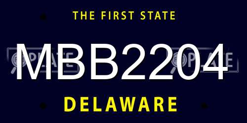 MBB2204 Delaware License Plate