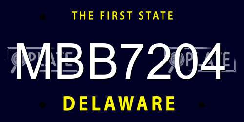 MBB7204 Delaware License Plate