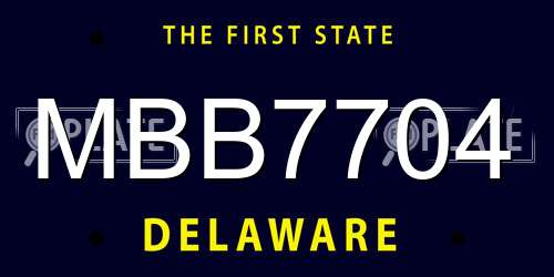 MBB7704 Delaware License Plate