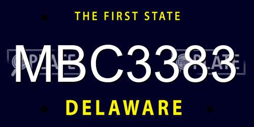 MBC3383 Delaware License Plate