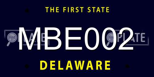 MBE002 Delaware License Plate