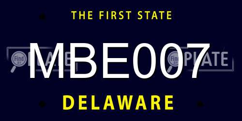 MBE007 Delaware License Plate