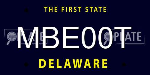 MBE00T Delaware License Plate
