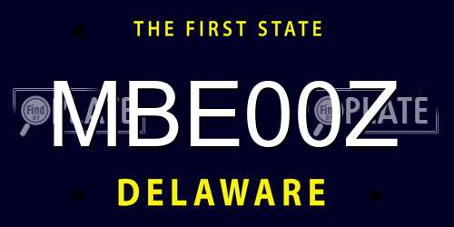 MBE00Z Delaware License Plate
