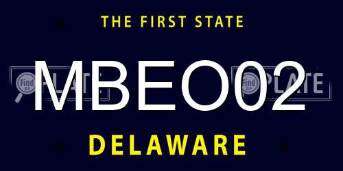 MBEO02 Delaware License Plate