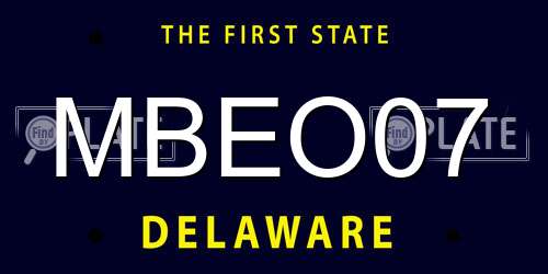 MBEO07 Delaware License Plate