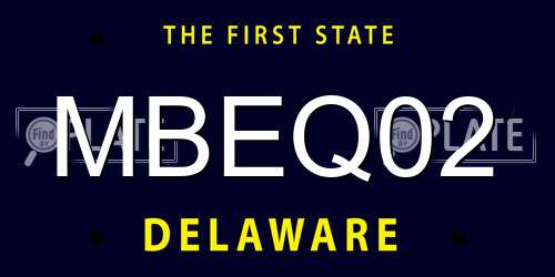 MBEQ02 Delaware License Plate