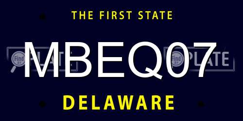 MBEQ07 Delaware License Plate