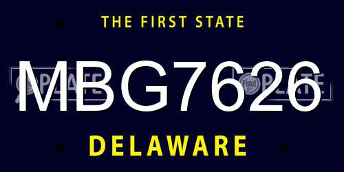 MBG7626 Delaware License Plate