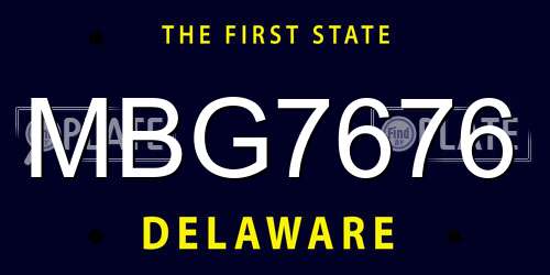 MBG7676 Delaware License Plate