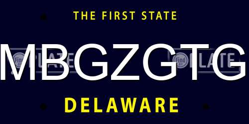 MBGZGTG Delaware License Plate