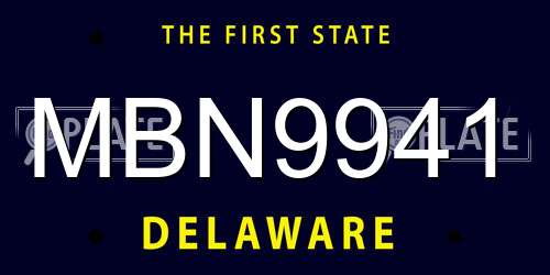 MBN9941 Delaware License Plate