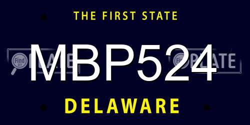 MBP524 Delaware License Plate