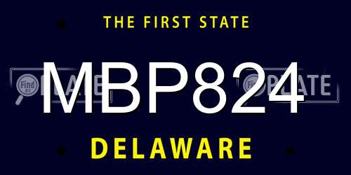MBP824 Delaware License Plate