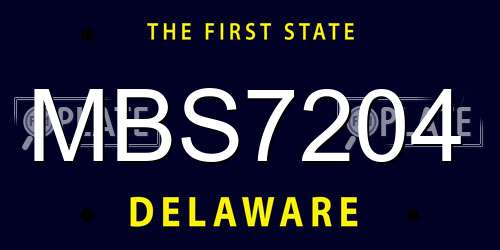 MBS7204 Delaware License Plate
