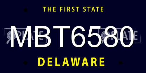 MBT6580 Delaware License Plate