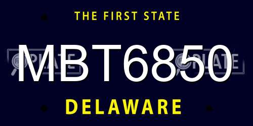 MBT6850 Delaware License Plate