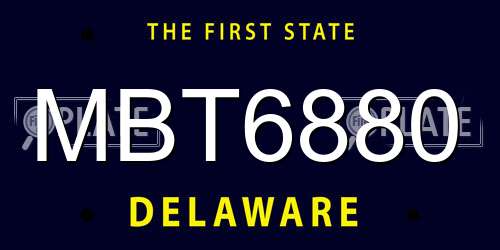 MBT6880 Delaware License Plate