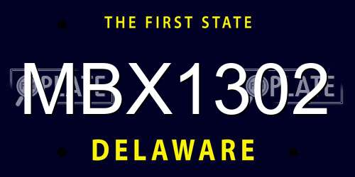 MBX1302 Delaware License Plate