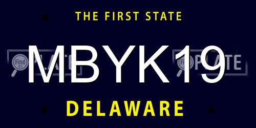 MBYK19 Delaware License Plate