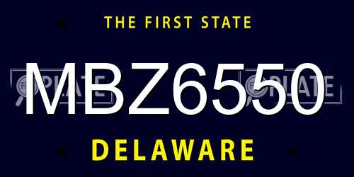 MBZ6550 Delaware License Plate