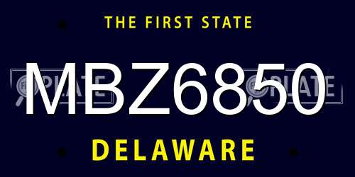 MBZ6850 Delaware License Plate
