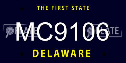 MC9106 Delaware License Plate