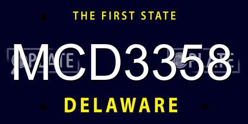 MCD3358 Delaware License Plate