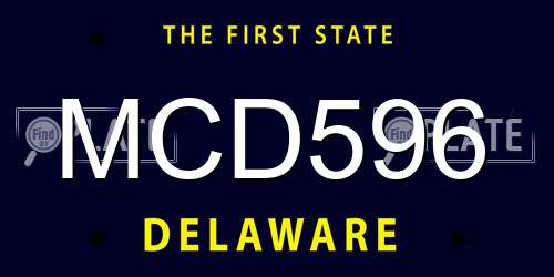 MCD596 Delaware License Plate
