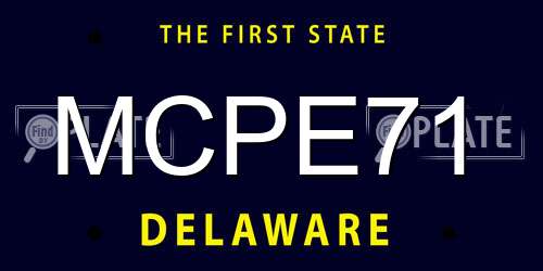 MCPE71 Delaware License Plate