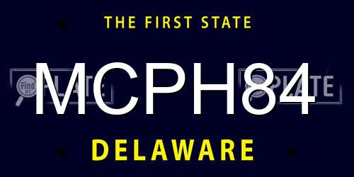 MCPH84 Delaware License Plate