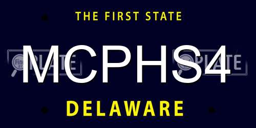 MCPHS4 Delaware License Plate