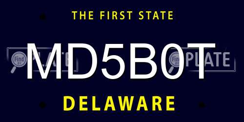 MD5B0T Delaware License Plate